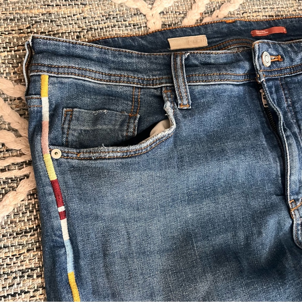 Anthropologie Pilcro Slim Boyfriend Crop side stripe jeans 32 - Picture 9 of 11